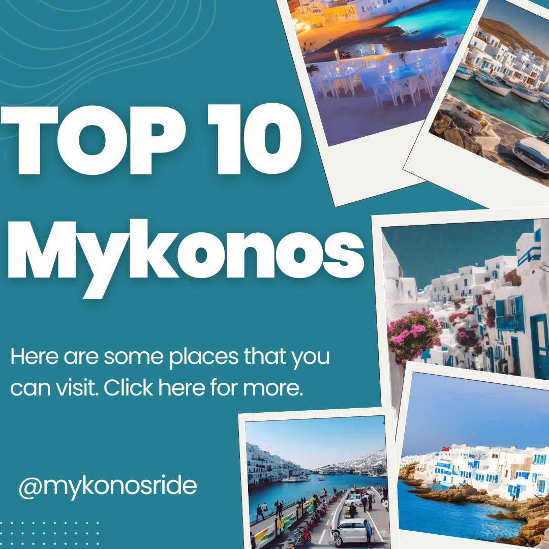 Screenshot of the MykonosRide app showing the booking process for a taxi ride on Mykonos Island.